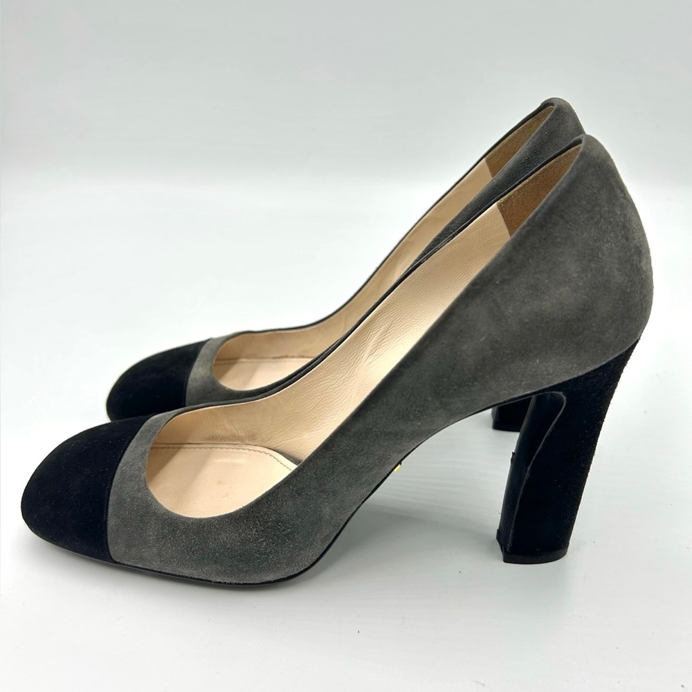 Prada Grey Colorblock Suede Pump Size 38